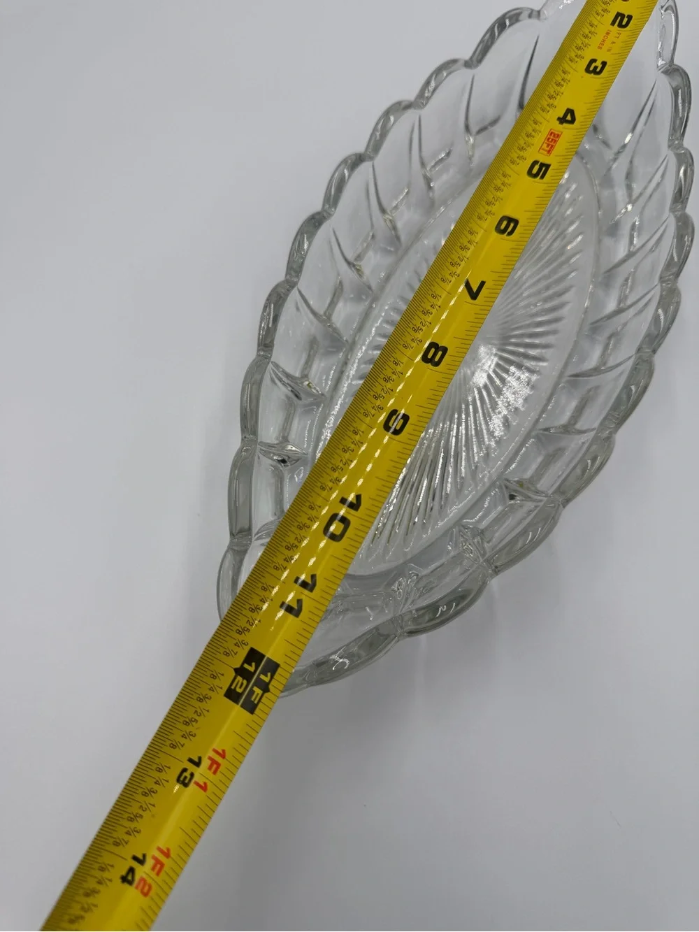 Vintage Clear Pressed Glass Relish Dish 12” Scalloped Serving Bowl